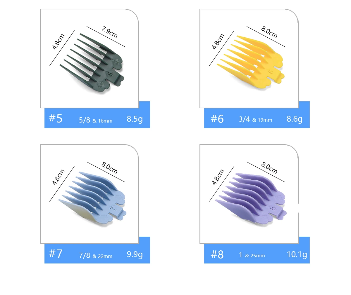 Verschiedene Größen Haarschneidemaschinen-Schutz, Friseurzubehör, professioneller Trimmer-Aufsatz, Begrenzungskämme, Ersatzschutz, 10-teiliges Set – Detail 5