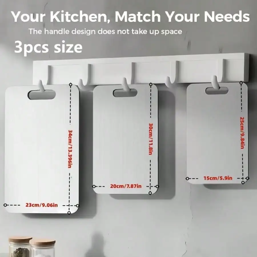 PQSQRJU 3pcs Titanium Cutting Boards 2026 New Upgrade - Heavy-Duty, Rust-Resistant, Easy To Clean, Space-Saving, Rounded Edges, Hook Handles - Durable Kitchen Prep Boards For Meat, Vegetables, And Fruits - Perfect For Home, Outdoor BBQ, And Gifts
