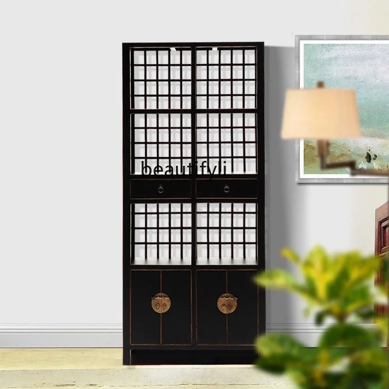 

Solid wood new Chinese antique bookshelf cabinet, old desk furniture, homestay decoration rack
