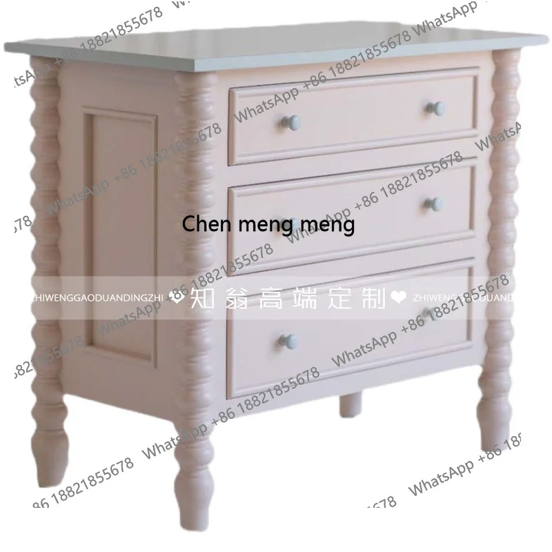 미국 전원풍 원목 심플 원목 침대협탁 프렌치 모던 심플 로마 기둥 조각 H