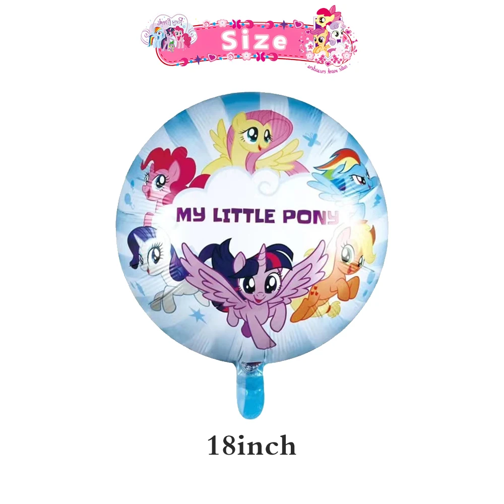 6Pcs Littleed Ponyed Foil Balloons Set Party Decoration Cartoon Anime Horse Birthday Party Supplies Baby Shower Kid Toys Globos