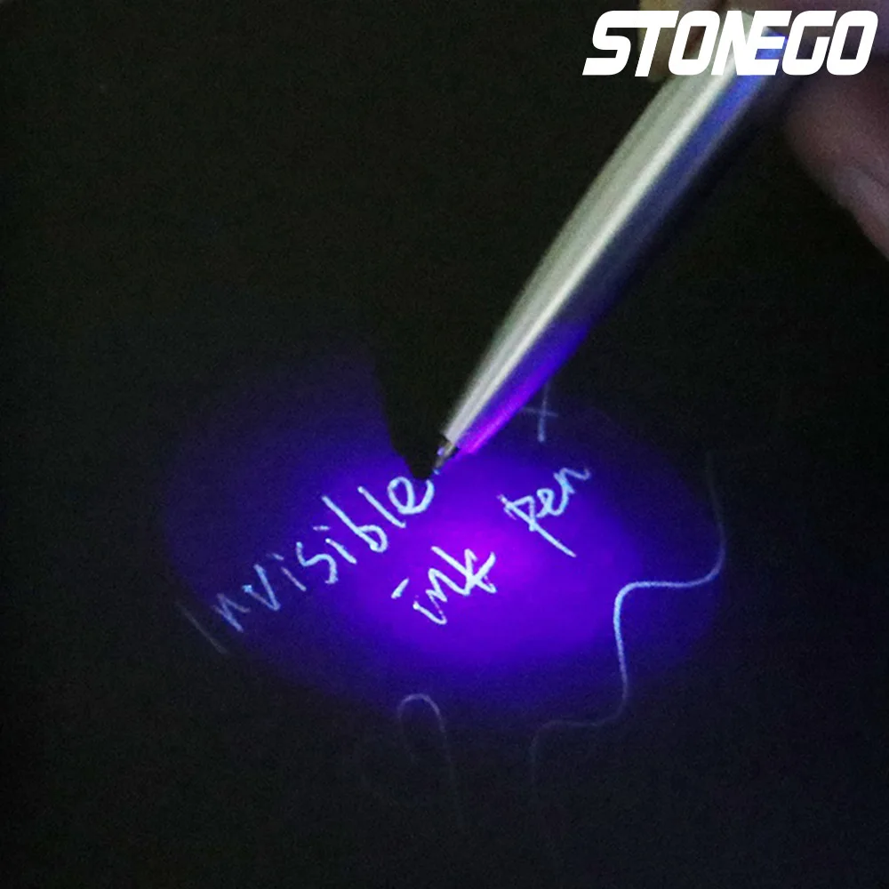 STONEGO Invisible Ink Pen Novelty Plastic Material Ballpoint Pens With Uv Light Magic Secret Ballpoint