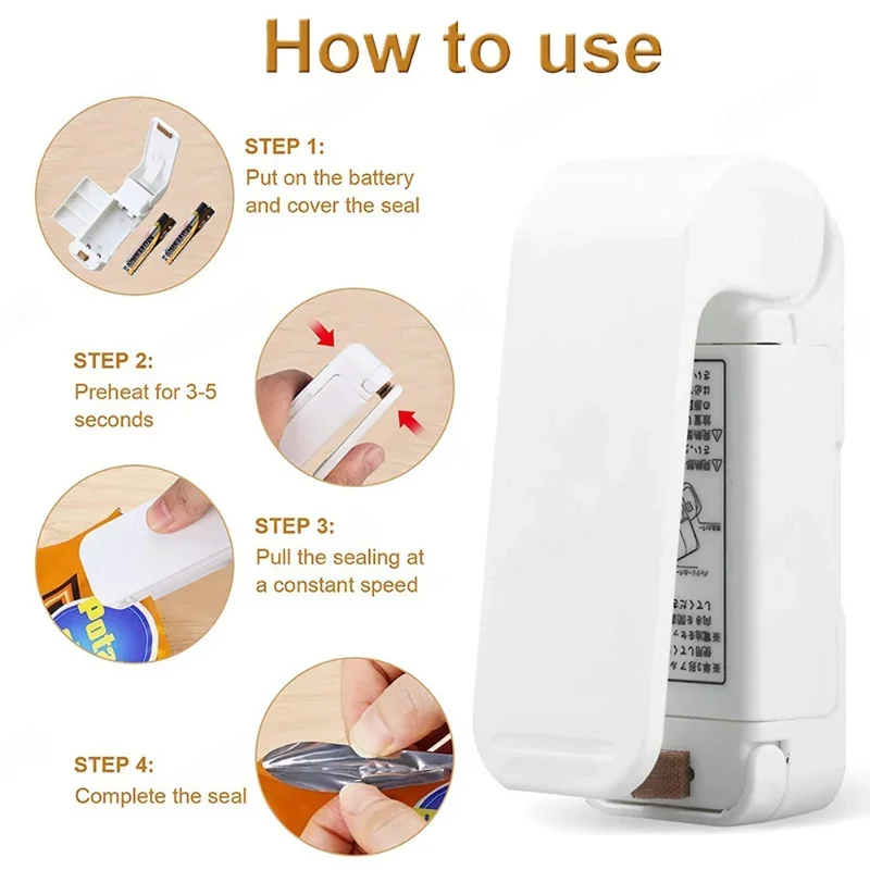 Mini Plastic Bag Sealer Machine Storage Bag Clip Sealing Machine Portable Sealer Packing Seal for Food Snack Kitchen Gadgets