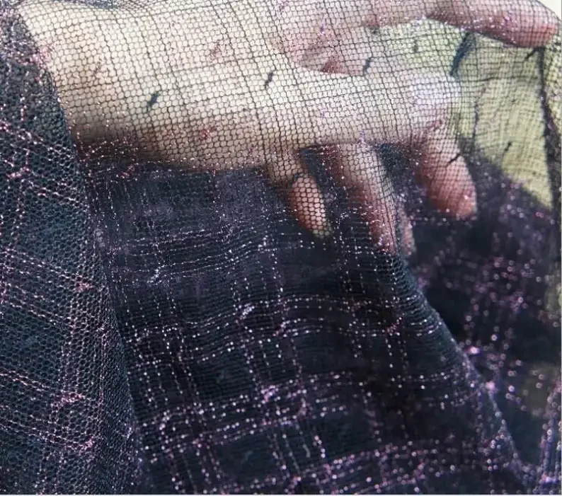 

Светло-фиолетовая сетчатая кружевная ткань с блестящей точкой и вышивкой, мягкая тюлевая ткань для платья для девочек, детского платья, платья-пачки, свадебного кружева