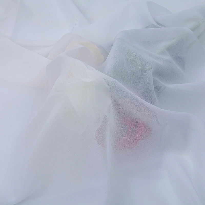 75D Chiffon Fabric Micro Transparent By The Meter for Women/'s Clothes DIY Hanfu Clothing Lining Sewing Cloth Soft Hanging White view 4