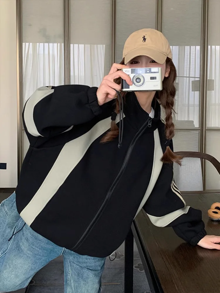 Bla Zipper Baseball Jaet Women's Spring Autumn New Sle Versatile Workwear Sweatirt Commute Sle Loose Fit Long Sve