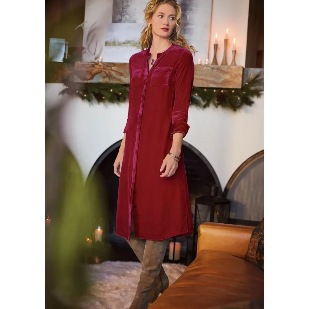 فستان قميص مخملي ذهبي جديد لربيع وصيف بأكمام طويلة للنساء فستان أنيق بحزام فضفاض بلون سادة فساتين نسائية أنيقة