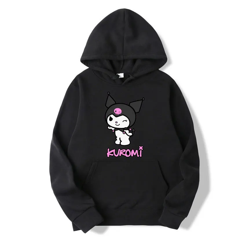 

Kuromi Kawaii Women Hoodie Tops Spring Autumn New Fashion Men Pullover Cartoon Anime Black Couple Oversized Sweatshirt Clothes