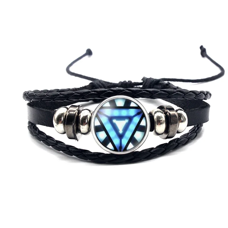 Marvel Heroes Anime Characters Hulk Spiderman Deadpool Titanium Jewelry Shield Time Gemstone Leather Bracelet Men andWomen Gifts