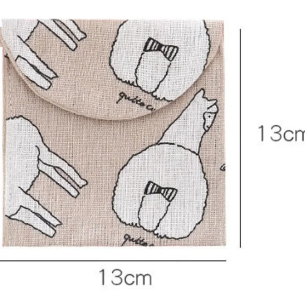 Mulheres bolsas de moedas de algodão bonito dos desenhos animados mini almofada sanitária bolsa dobrável para juntas guardanapo toalha armazenamento bolsa caso organizador