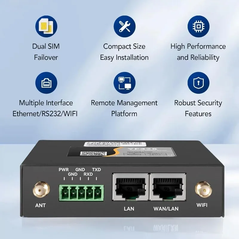 توصيل مجاني، راوتر VPN 4G، راوتر صناعي 4G LTE YF325 موزع مودم WiFi غير مقفول مع فتحة بطاقة Sim المزدوجة، RS232، خارجي