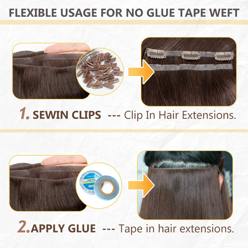 Fita invisível pacotes longo trama plana cabelo humano trama da pele do plutônio extensão do cabelo injetado sem costura & sem cola fita na trama do cabelo