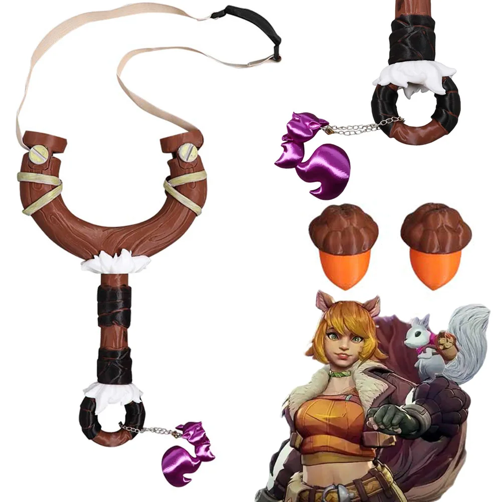 ファンシードレスドリーングリーンコスプレ女性のためのパチンコカタパルト武器ゲームライバルコスプレ衣装アクセサリー女性ロールプレイ小道具