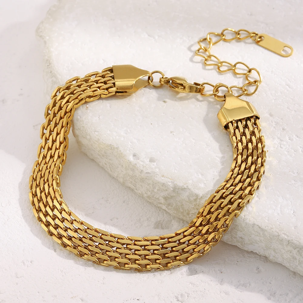 لا. Muses المعادن غرامة حزام سلسلة الفولاذ المقاوم للصدأ المرأة سوار PVD مطلية بالذهب الأزياء والمجوهرات والاكسسوارات هدية #2