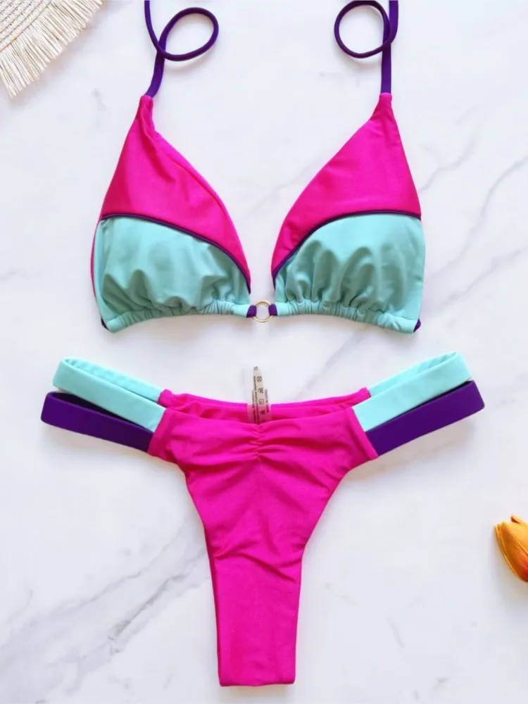 Mulher de banho maiô sexy biquíni novo push up biquinis conjunto brasileiro maiô feminino beachwear biquini ternos de duas peças 2025