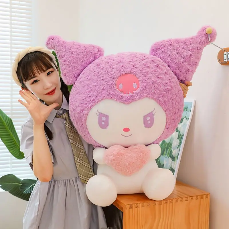 Kuromi Kawaii Sanrio niños encantadores juguetes de peluche de dibujos animados muñeca sofá tiro almohada decoración de la habitación cumpleaños regalo de Navidad para niños