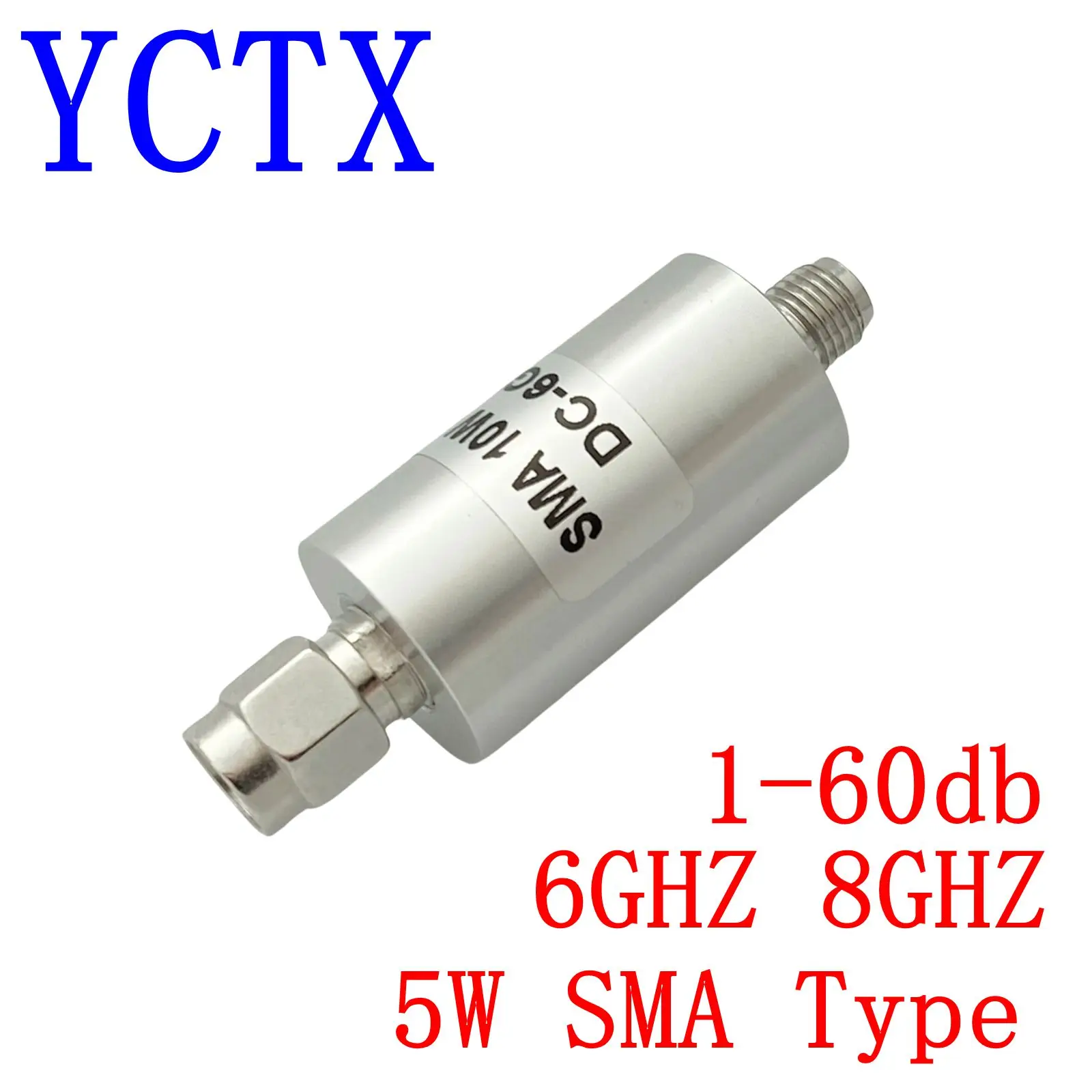 5W SMA Type Attenuator DC-6G/8Ghz 1/2/3/5/6/10/15/20/25db/30db/40db/50/60db SMA RF coaxial Power plug Male to jack Female 50ohm