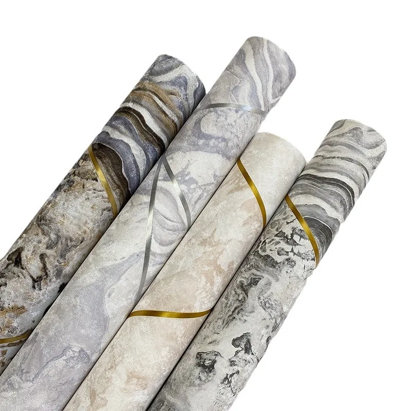 Modern Minimalist Luxury Style Wallpaper with Golden Lines for Living Room Bedroom Accent Wall Hotel Restaurant Commercial Use