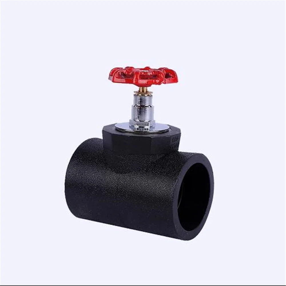 Interruttore valvola a sfera a globo PE 20-110 Tipo presa Connettore valvola a globo hot melt Raccordi per tubi dell'acqua di rubinetto in PE nero