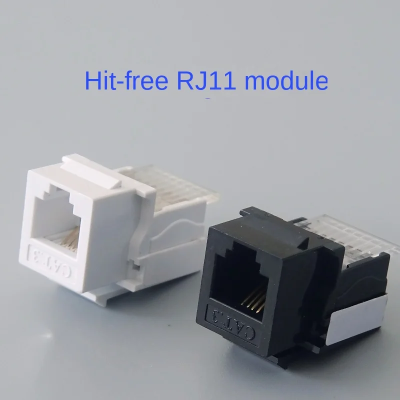 10 RJ11 CAT3 telephone socket adapters model tool free 6P4C connector modules, black and white