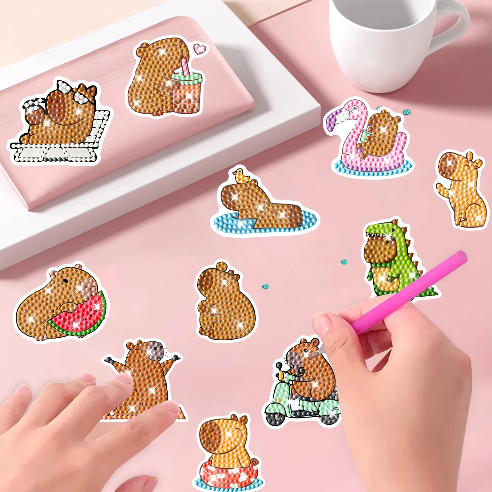 Cartoon Diamond Painting DIY Sticker Dolphin Smile Point Setting Sticker Stick Freely Stick Handicraft Make Material