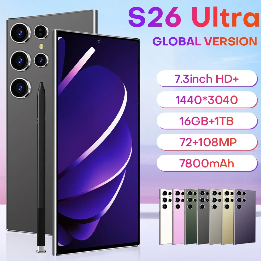 

NEW S26 Ultra HOT 2025 original intelligent 5G dual card dual standby Android 14 system global version 8000mAh battery 7.3inch