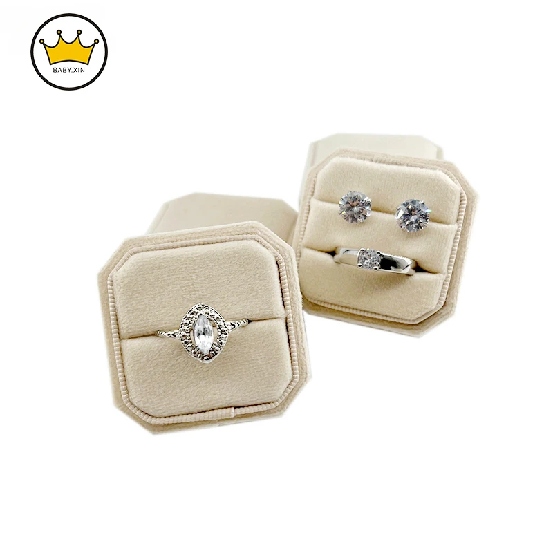 Double Rings Box Ear Studs Packaging Case Jewelry Wedding Ring Packaging for Small Businesses Earring Organizer