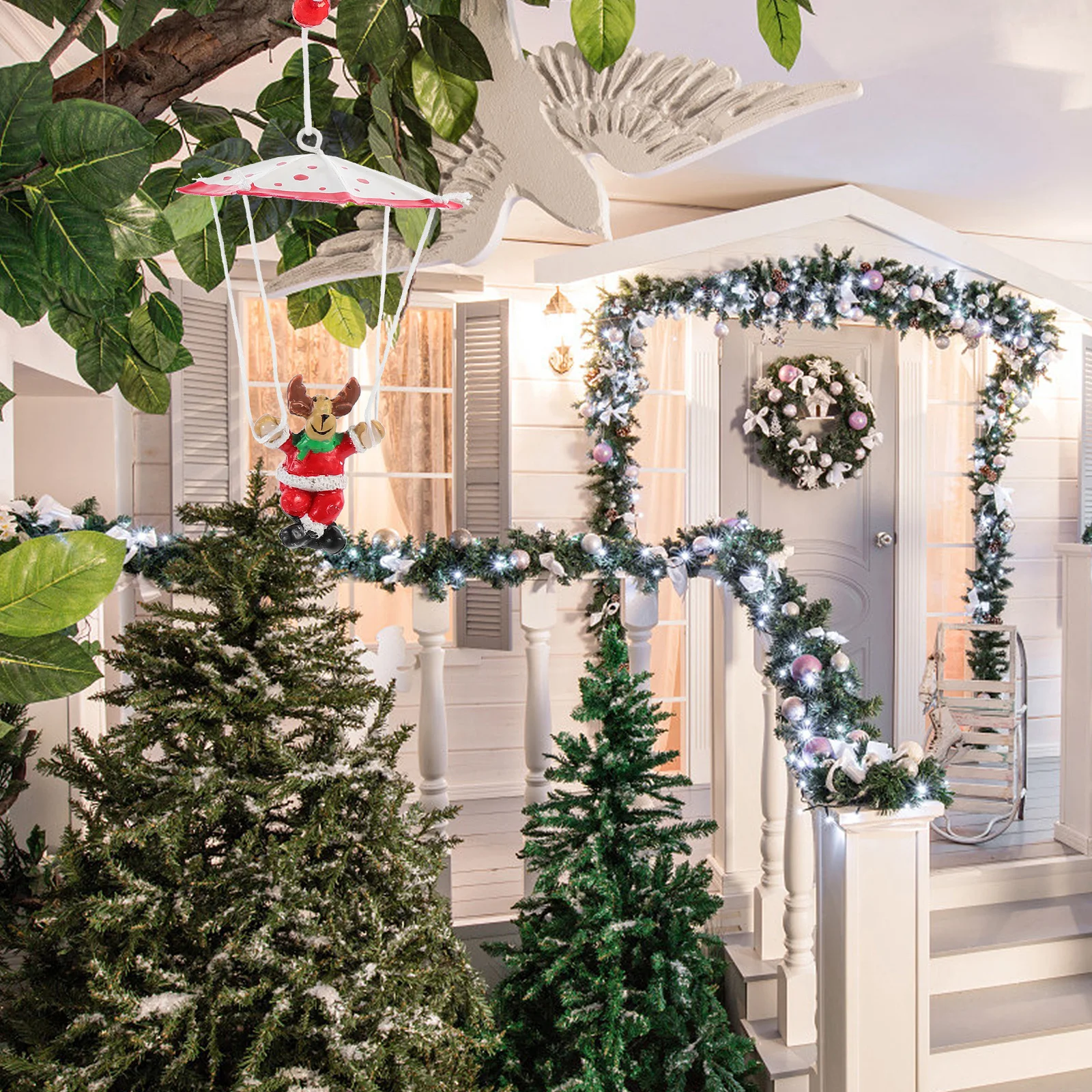 

2Pcs Snowman Elk Christmas Theme Parachute Decors Stylish Gifts Festive Atmosphere Christmas Parachute Decor Festival Ornament