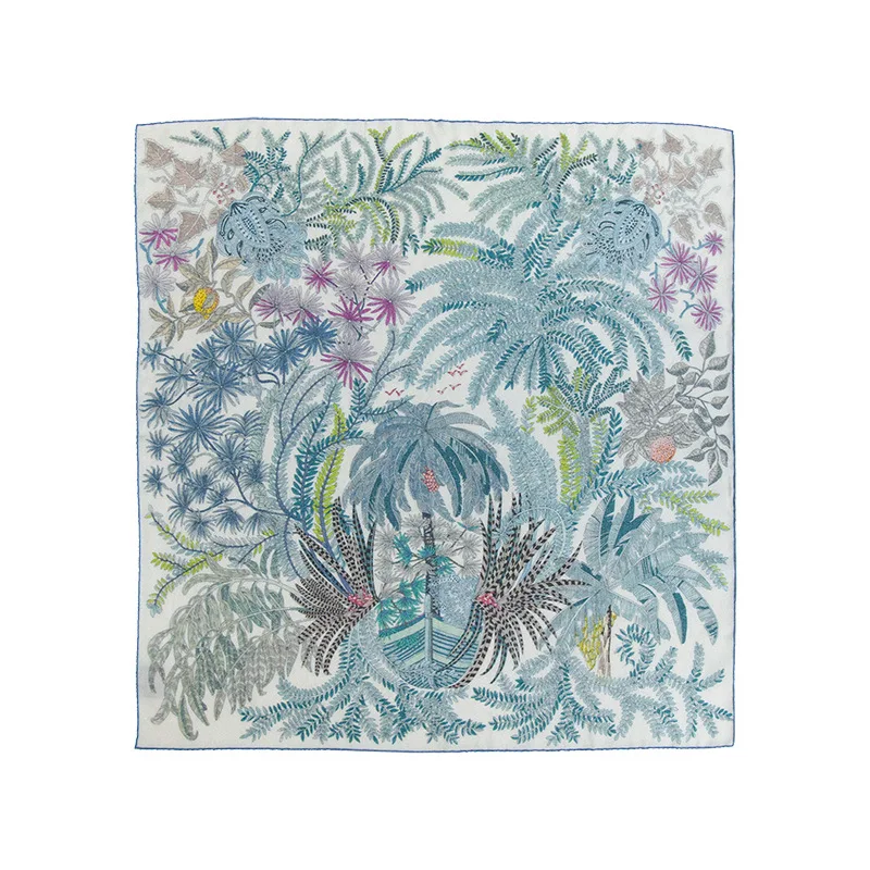 

Silk Wool Floral Printed Square Neckerchief Scarves Bandana Spring