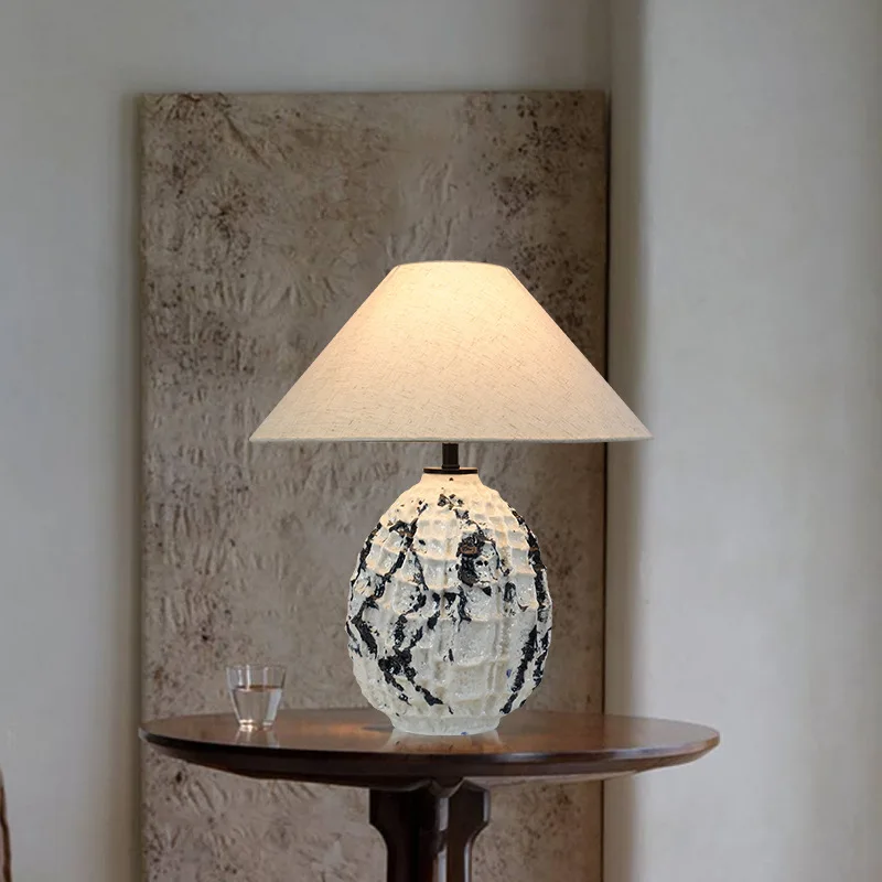 Pottery pot table lamp model room hotel bed and breakfast bedroom bedside lamp new Chinese decorative ornament