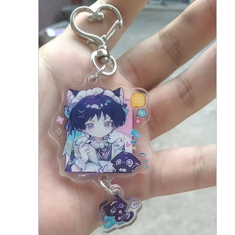 Game Wanderer Kabukimono Balladeer Scaramouche Kunikuzushi Hat Cartoon Anime Pendant Keyring Backpack Jewelry Birthday Gift