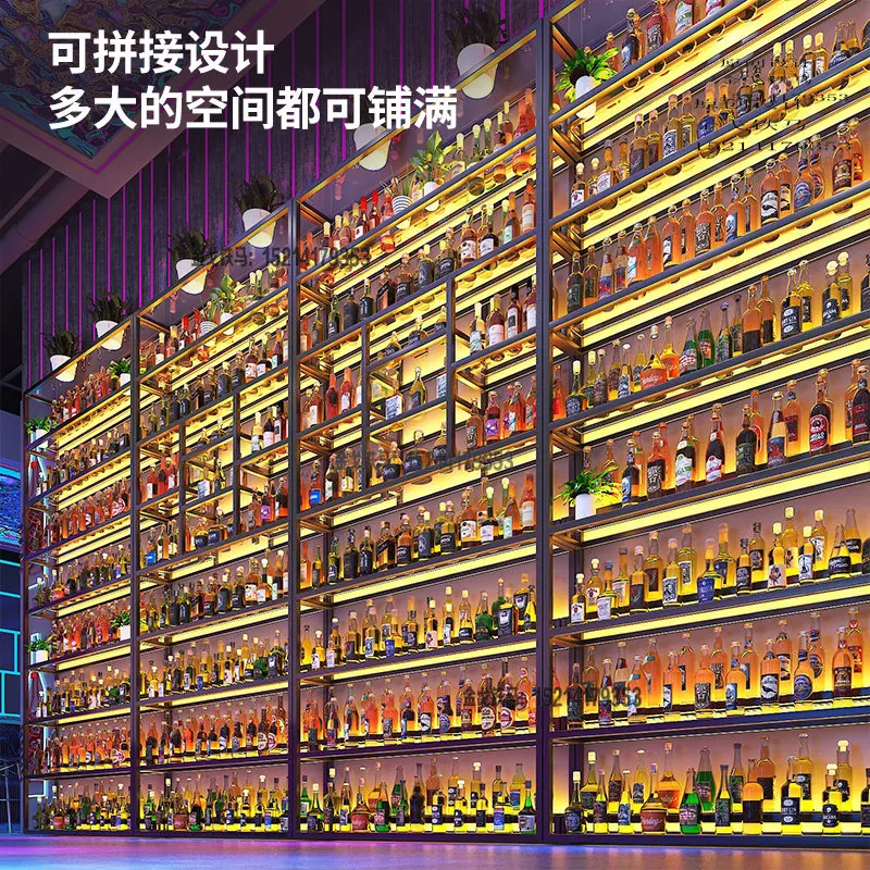 Bar Baijiu foreign  beer floor red wine rack wrought iron storage shelf display cabinet winery