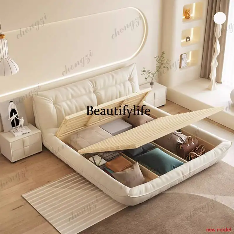 

White Elegant Double Bed Couples Items Australia Frame Floating Double Bed Adults Storage Cama Matrimonial Furniture HomeAB03