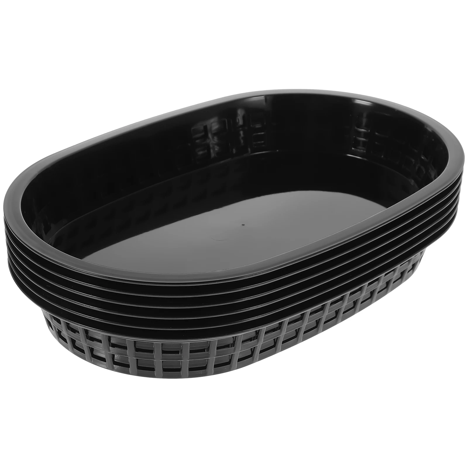 

6pcs Black Tray Hot Dog Baskets Fruit Fruit Tray Serving Trays Snack Plates Picnic Bread Holders Storage Bowls