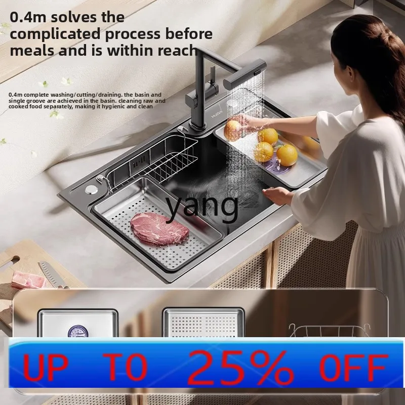 Lhh stainless steel sink household kitchen large single slot under counter basin handmade nano slot