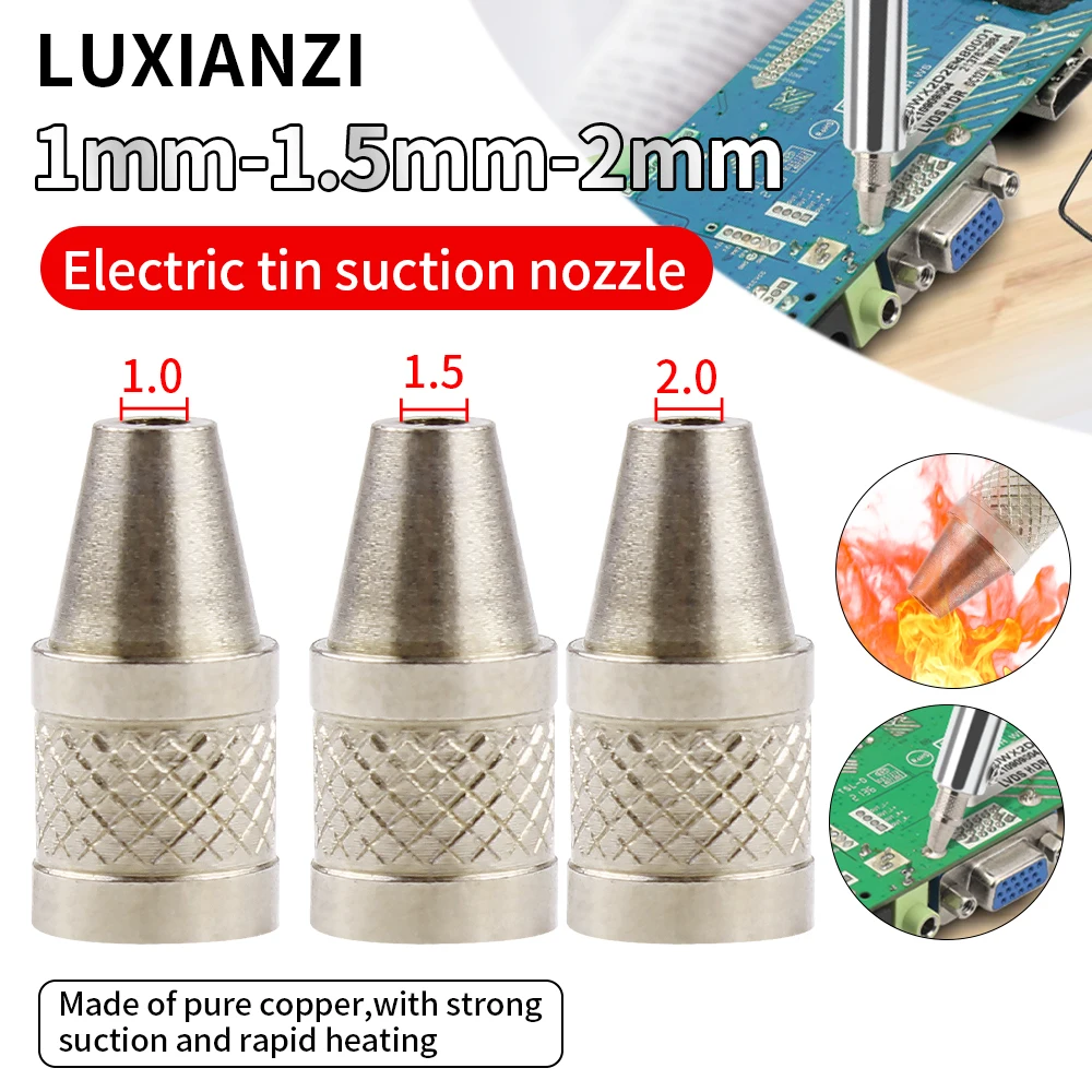 LUXIANZI 1.0/1.5/2.0 Electric tin suction device Replacement Nozzle Solder suction Heating Element Weld solder Tool Accessories