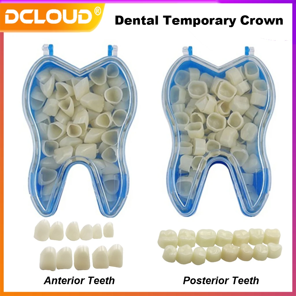 

50Pcs/Box Dental Temporary Crown Kit Teeth Veneers Whitening Dentures Temporary Crown For Anterior Molar Dentist Use Materials