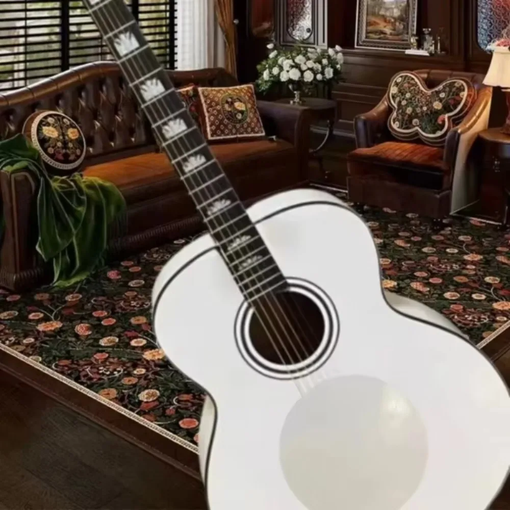 J200 Solid Top Acoustic Guitar White Maple Back Sides Rosewood Fingerboard Spruce Body Full Rich Tone Ideal Strumming Singing