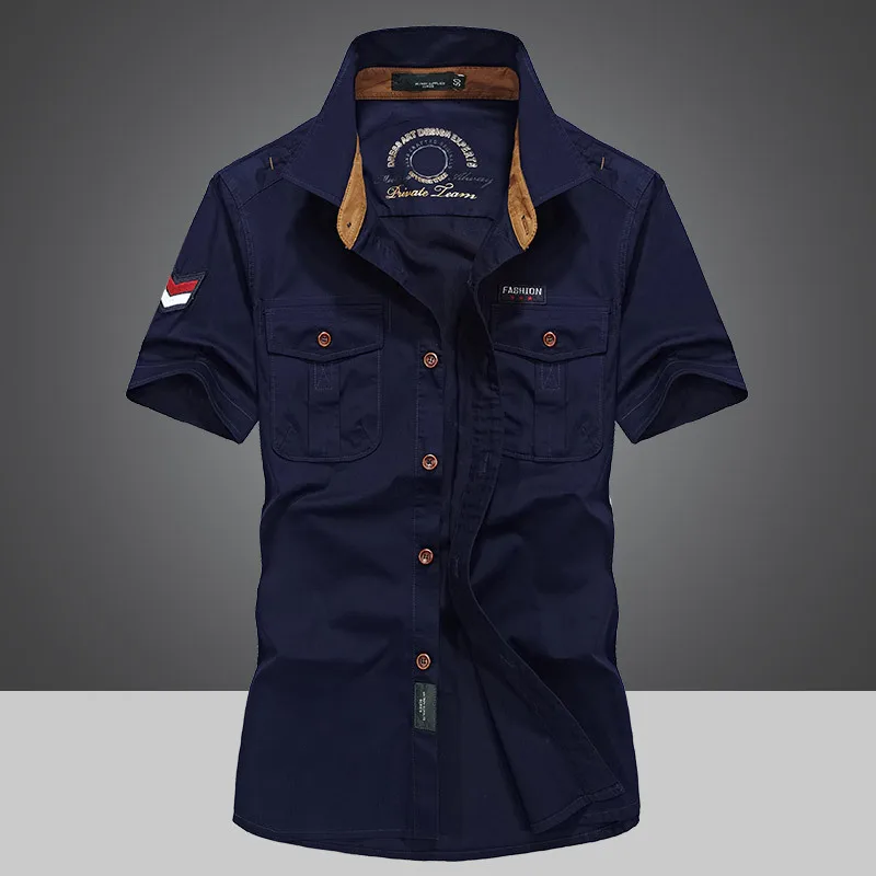 

Summer Men's Shirts 5XL Oversized Short Sleeve Shirt Solid Pure Cotton Casual Shirts Men Clothing Cargo Overshirt