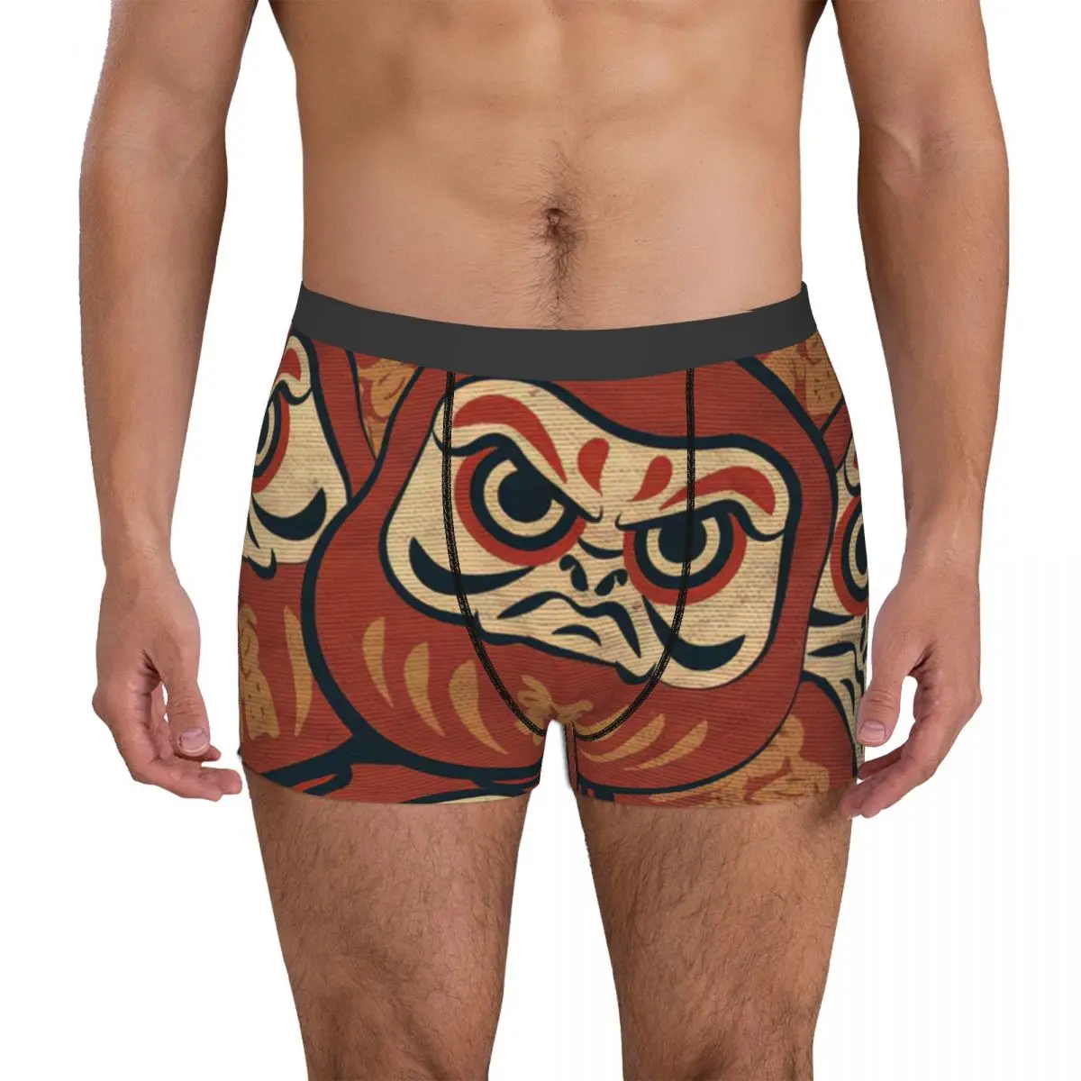 

Daruma Postcards Underpants Breathbale Panties Male Underwear Print Shorts Boxer Briefs