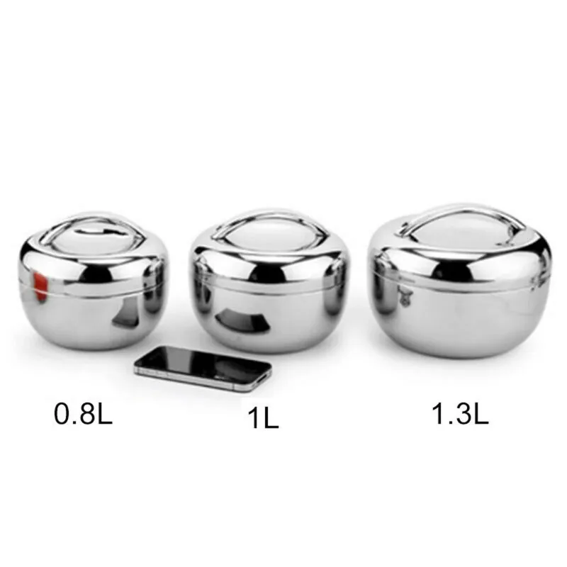 Portable Stainless Thermo Insulated Thermals Food Container Bento Round Lunch Box SCVD889