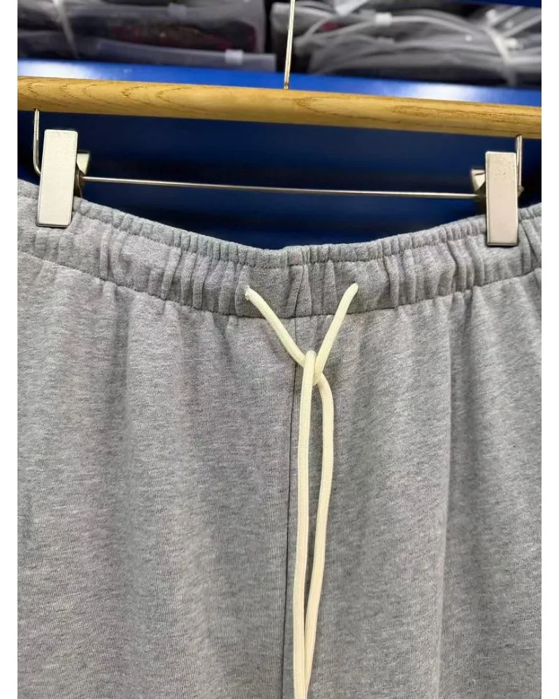 Satoshi Two Layer Sweatpants Grey Colorful Letter Print Drawstring Wide Leg Pants Men Women Streetwear Casual Trousers