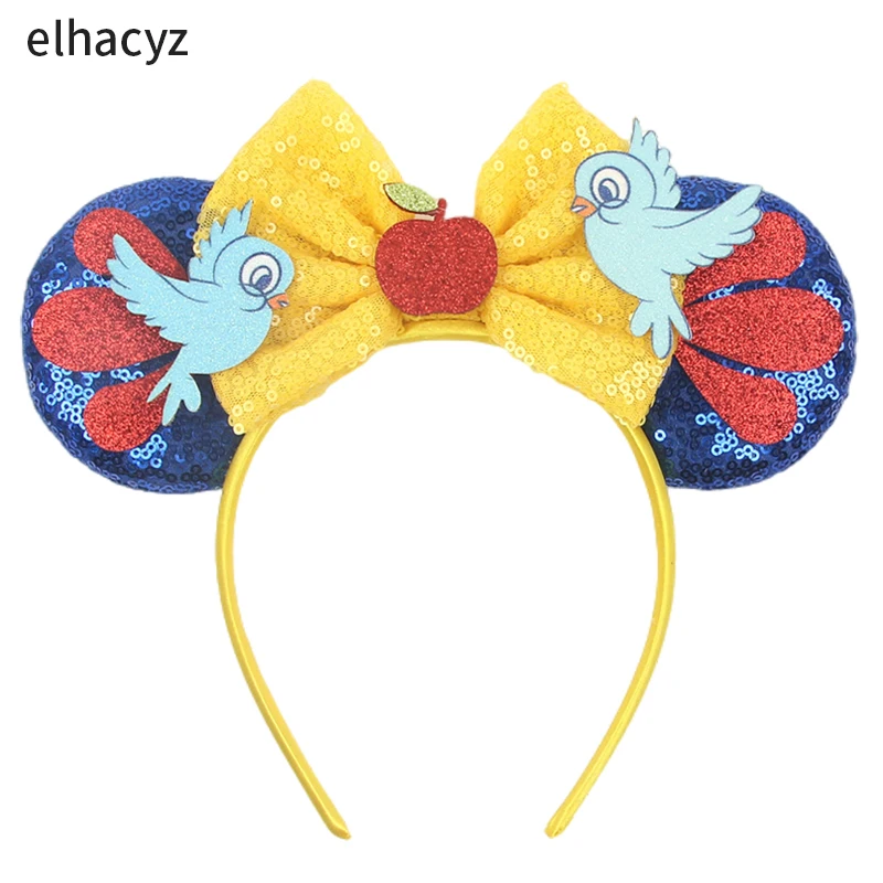 2026 Prinzessinnen-Mausohren-Stirnband für Mädchen und Frauen, Cosplay-Pailletten-Schleife, Schneewittchen-Haarband, Party-Festival-DIY-Accessoires, Kopfschmuck – Detail 15