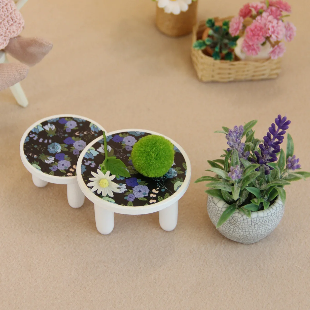 12 Schaal Miniatuur Houten Salontafel 2-delige set BJD Poppenhuis Meubels & Speelgoed Decor Woonkamer Tafelspeelgoed