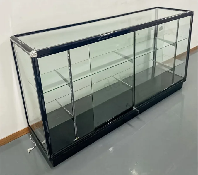 

Retail store furniture lockable glass display case with led lights extra visual showcase for smoke shop