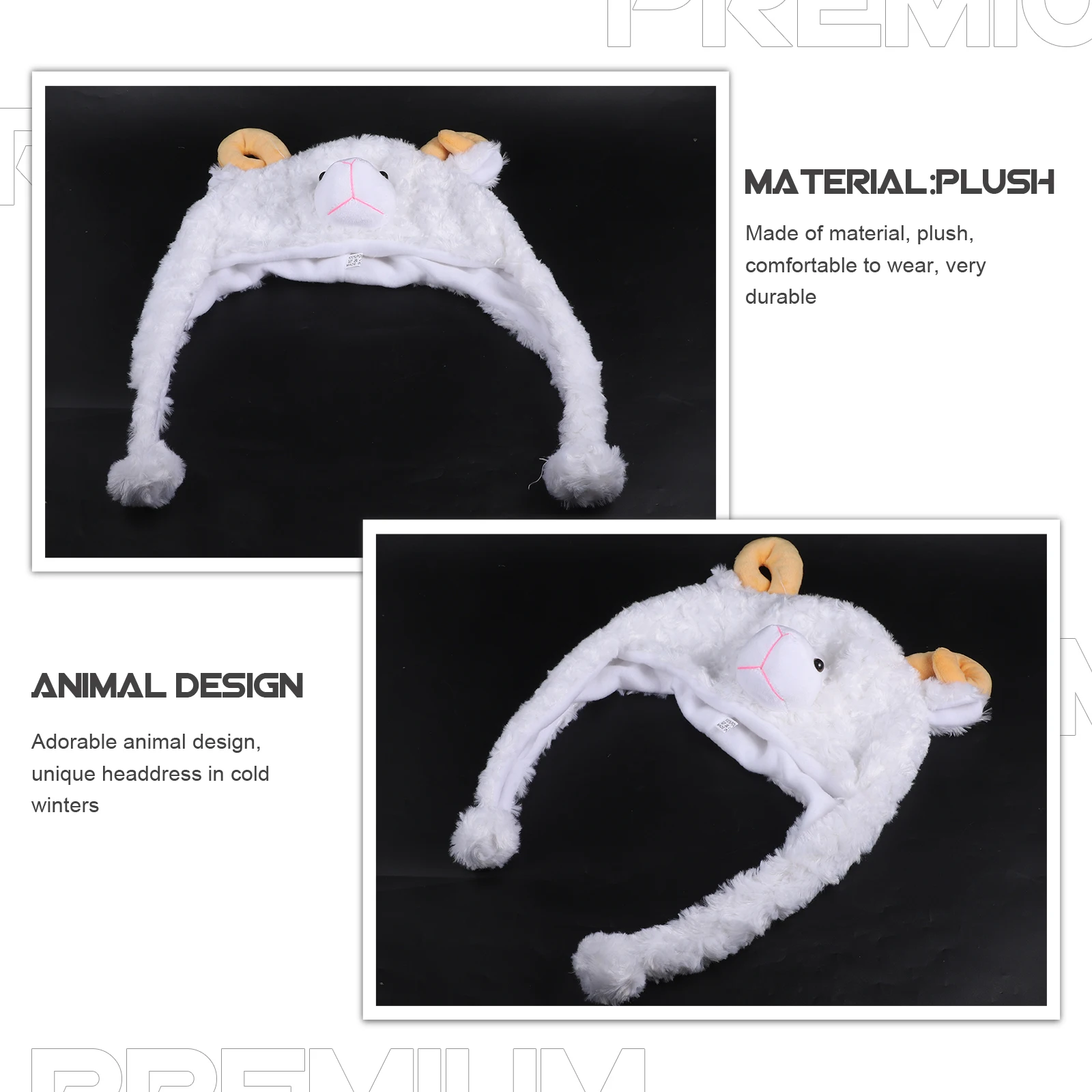 

Cute Animal Hat Winter Warm Hood Flaps Kids Adults Soft Costume Accessory Show Performance Riding