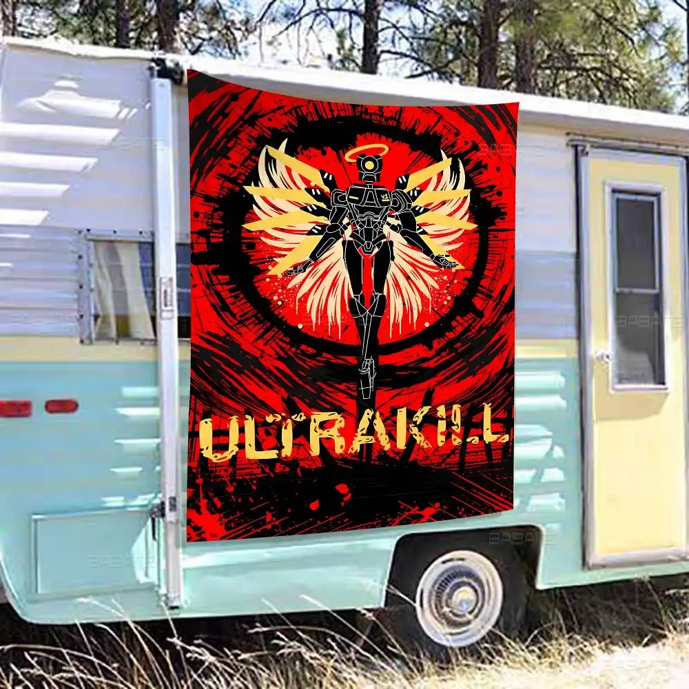 Popular Game U-Ultrakill Banner Art Printing Japanese Wall Flag Anime Wall Hanging Home Decor