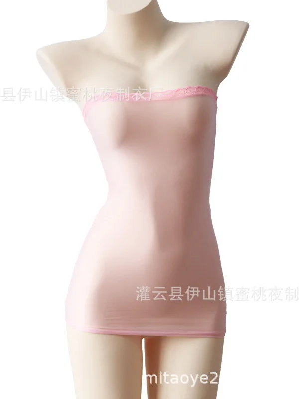 섹시한 얼음 란제리 실크 쉬어 가슴 감싸 인 짧은 치마 순수한 욕망 꽉 끼는 엉덩이 감싸 인 드레스 잠옷 슬림 3F59