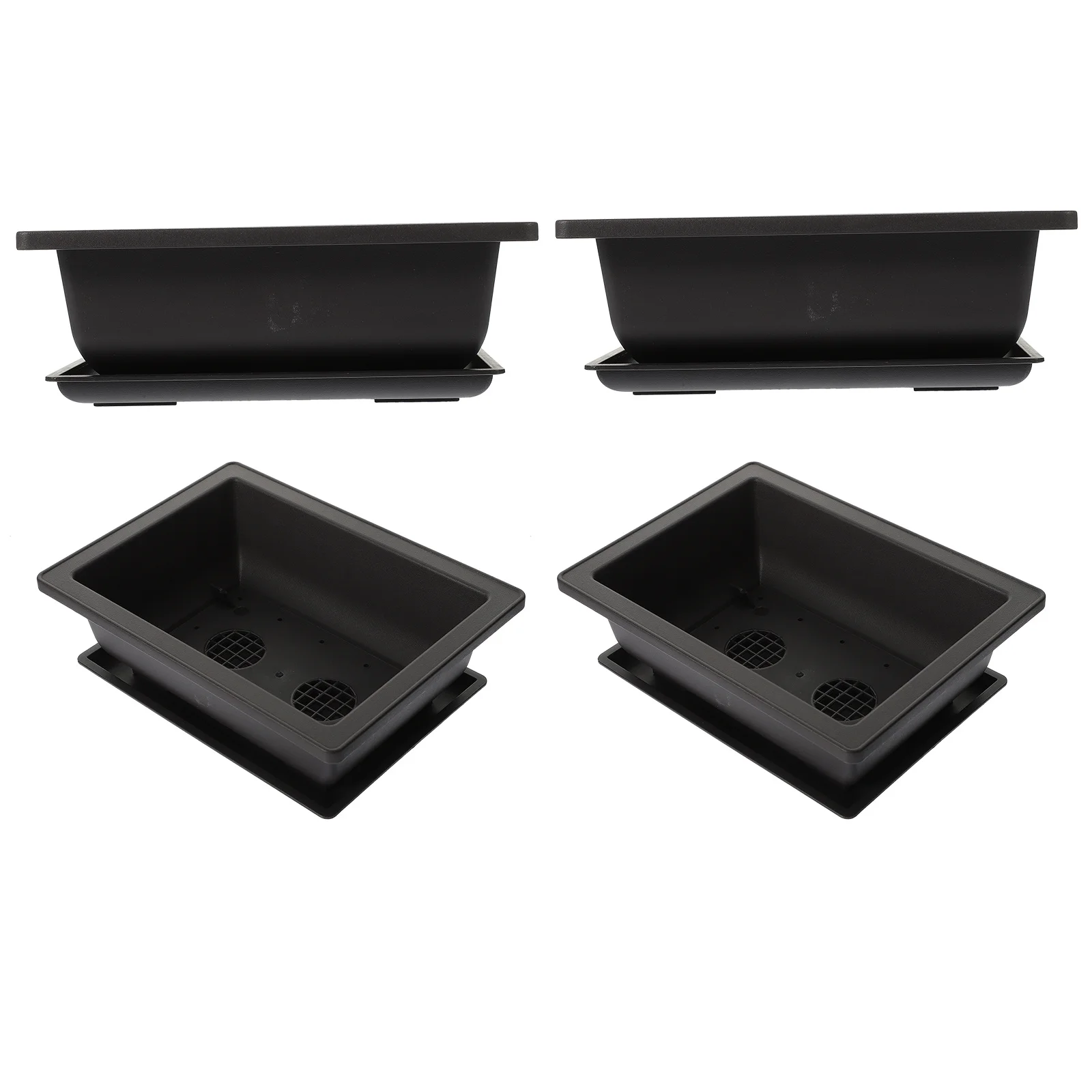 

1 Set Of Rectangular Flower Pot Plastic Planter Pots With Saucer For Succulents Cactus Plants Garden Decor Home Office Indoor