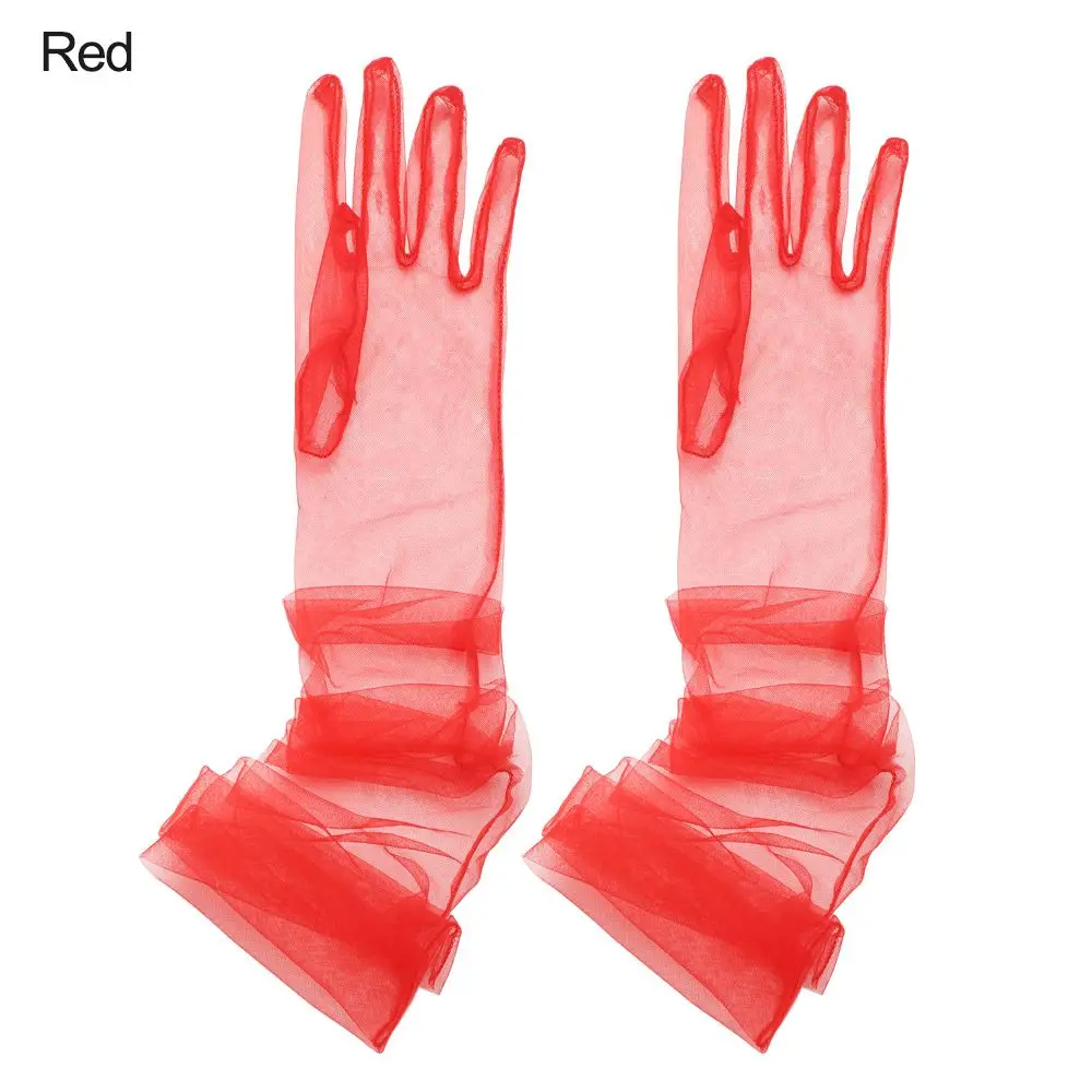 1 Pair New Fashion Ultra Thin Evening Prom Decor Tulle Gloves Bridal Gown Mittens Party Dress Wedding Bridal Gloves